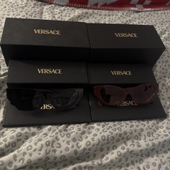 Versace Cat Eye Sunglasses Black and Burgundy Frame Tinted Lenses