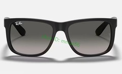 Ray-Ban JUSTIN RB4165 601/8G Sunglasses Dark Grey Matte Rubber Black 54mm