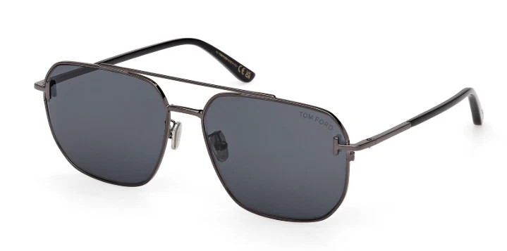 Tom Ford FT1249-K 08A Smoke/ Shiny Gunmetal 61 mm Men’s Sunglasses