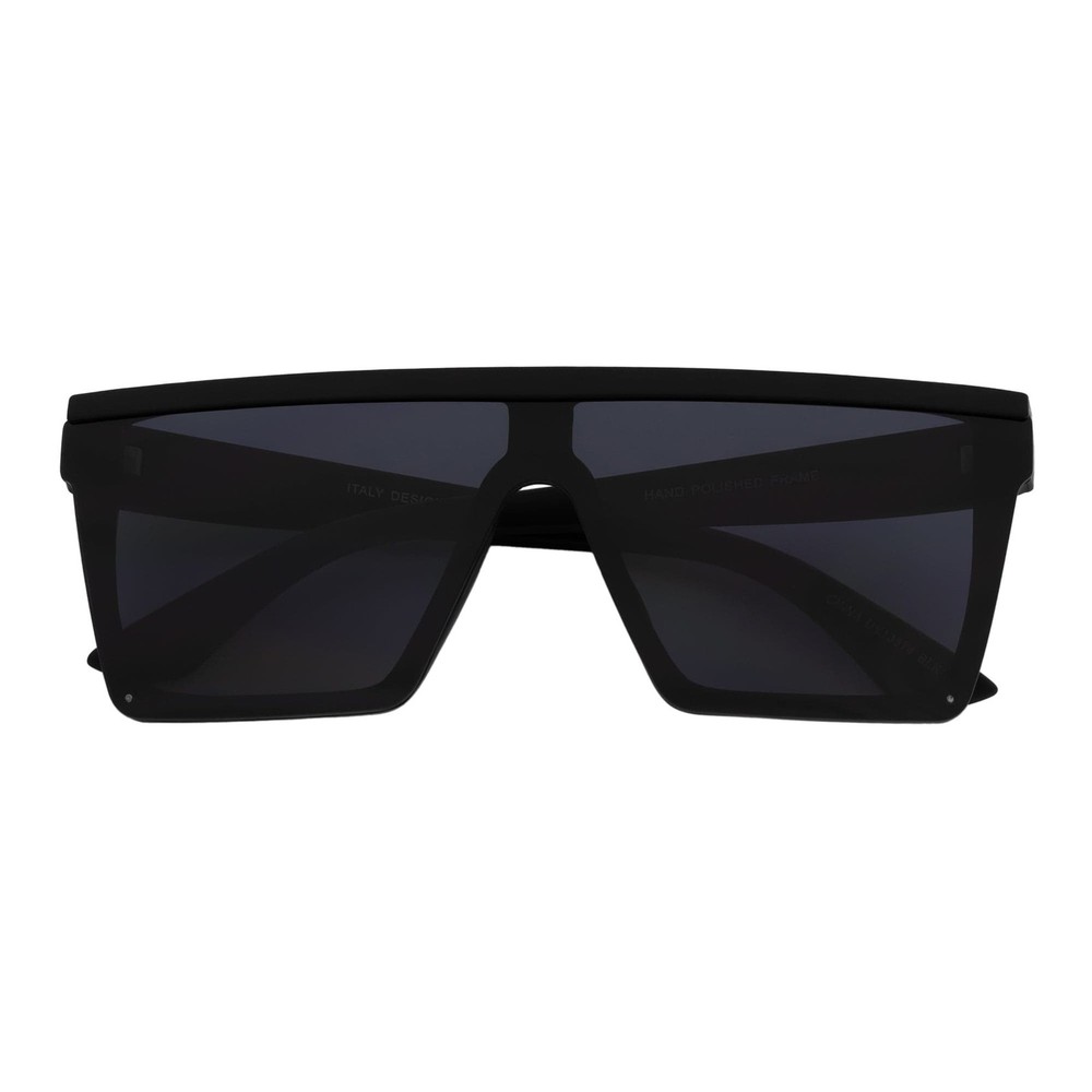 LAZER – Modern Flat Top Rimless Rectangle Sunglasses Soft Matte Black Dark Smoke