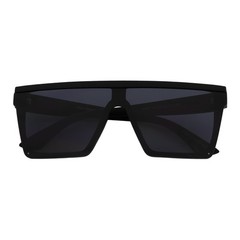 LAZER – Modern Flat Top Rimless Rectangle Sunglasses Soft Matte Black Dark Smoke