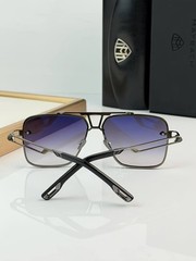 Maybach Luxury Rimless Square Sunglasses Gunmetal Frame Gradient Blue Lenses