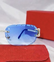 New Cut Blue Lens Sunglasses square Rimless Sunglasses High Quality Unisex