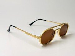 Retro Round Sunglasses Gold Frame Brown Lenses Steampunk Vintage Eyewear UV400