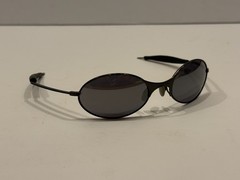 Vintage Oakley E Wire Gen 1 Sunglasses 90s Y2K Black Metal Oval Frame
