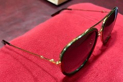 Gucci 0062S_003 Grey Gradient Lens Pilot Sunglasses – Green/Gold