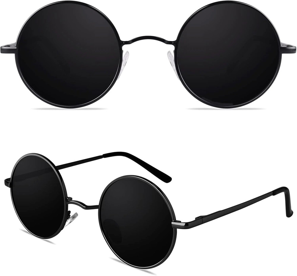 Retro round Polarized Sunglasses Circle Metal UV400 Protection E01
