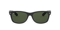 RAY-BAN RAY-BAN RB2132 NEW WAYFARER 6462/31 RUBBER BLACK ON BLACK/G-15 GREEN