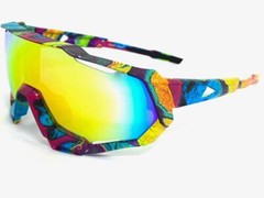 Oversize 90s RETRO SPORTY Wrap Around Style SUN GLASSES GOGGLES Gold Mirror Lens