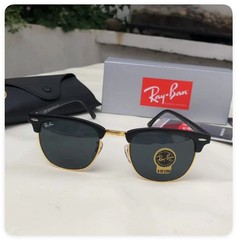 Ray-Ban RB3016 Sunglasses Clubmaster Classic Black Frame Glass Black Lens51-21mm