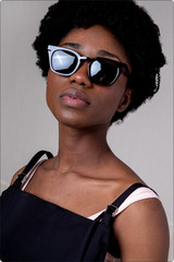 Lowercase Roseland Gloss Black Frame Flat Grey Lens Sunglasses w/ Case 49-22-149