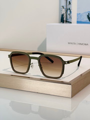 MYKITA RIMOWA MR002 Olive Green Square Titanium Sunglasses Brown Gradient