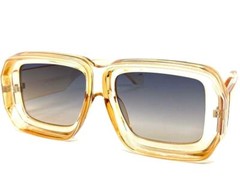 Exaggerated Classic Vintage Retro Style SUN GLASSES Square Thick Champagne Frame