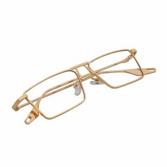 ZUIKO – Small Retro 90s Fashion Metal Rectangle Glasses Gold Clear Blue Light Le