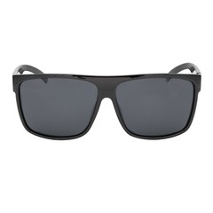 Men’s XL Wide Fit Polarized Square Sunglasses Shiny Black Frame Dark Tint Lens