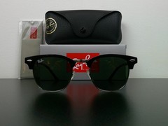 Ray-Ban RB3016 Clubmaster Sunglasses Black & Silver G-15 51mm Never Worn