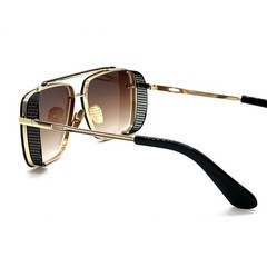 Square Pilot Sunglasses Men Designer Shades Gold Brown Lens UV Protect Modern