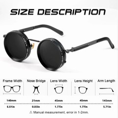 CRIXALIS Polarized Round Sunglasses ND9 Adjustable Dimming UV400 Retro Punk