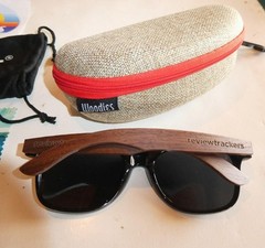 Woodies Walnut Wood “Reviewtrackers” Wooden Sunglasses With Case-NEW