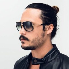 Men Fashion Sunglasses Oversized Square Gold Flat Top Frame Hip Hop Fancy Black