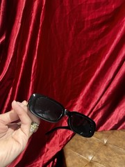 Black Rectangle Sunglasses – Plastic Frame, Tinted Black Lenses, Unisex Adults