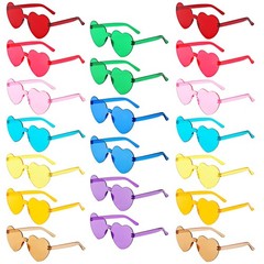 20 Pairs Heart Sunglasses for Women, Colorful Rimless Fun Heart Glasses for W…