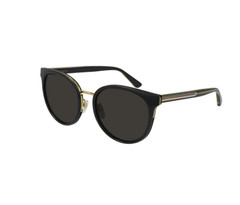 GUCCI GG0850SK 002 Round Oval Black Shiny Grey 56 mm Sunglasses OBI