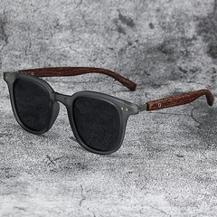 Retro Wood Grain Sunglasses UV Protection Square Frame Unisex Outdoor Eyewear