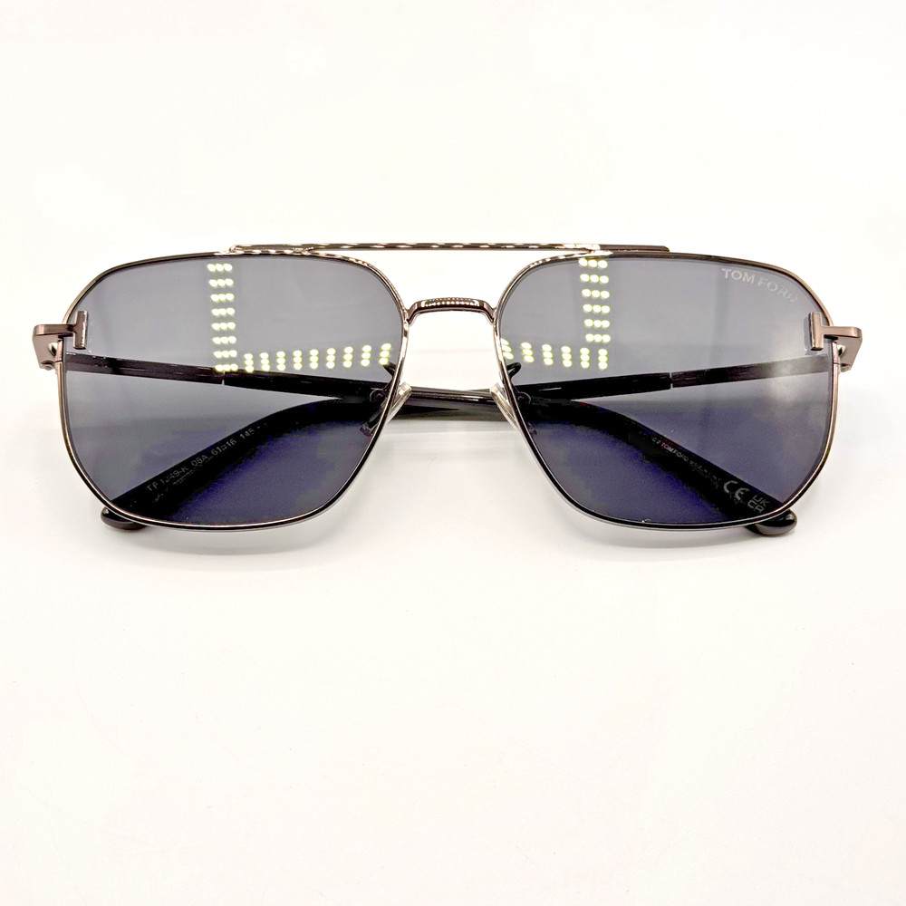 Tom Ford Sunglasses TF1249-K 08A Shiny Gunmetal Navigator Frame Gray Lens 61mm