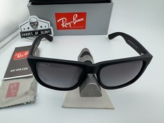 RAY-BAN JUSTIN RB4165 622/T3 RUBBER BLACK GRADIENT GREY POLARIZED SUNGLASSES 54