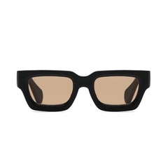 Classic Matte Black Thick Square Frame Chunky Brown Tinted Lens Sunglasses