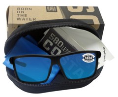 Costa Del Mar Rinconcito Matte Black Blue Mirror 580 Glass Polarized Lens