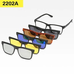 Magnetic Clip On Sunglasses Square Frame Polarized UV400 Adult Casual 6 in 1