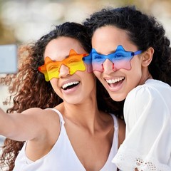 16 Colors Star Rimless Sunglasses Irregular One Piece Colored Party Glasses T…