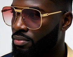 Sunglasses Men Fashion Retro Style Square Gold Frame Classic Designer Hip Hop