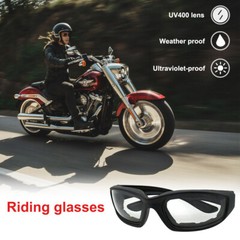 1 PAIR Combo Padded Goggles Wind Resistant Sunglasses Motorcycle Riding Glasses