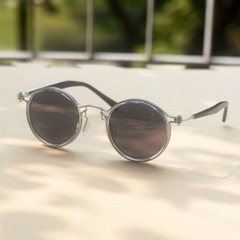 Men sunglasses round frame black polarized lens sunglasses round silver glasses