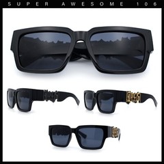 Locs Mens Bold Gothic Logo Thick Arm Horn Rim Gangster All Black Sunglasses