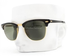 Ray-Ban Sunglasses RB 3716 187/58 Shiny Black Gold Green Polarized Glass w/case