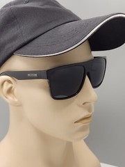 Men’s XL Wide Fit Polarized Square Sunglasses Shiny Black Frame Dark Tint Lens