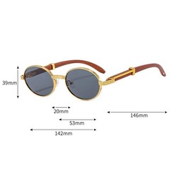 Mens Hip Hop 18k Gold Frame Oval Shape Clear Lens Wood Grain Retro Eye Glasses
