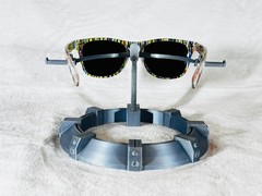 Custom PixelVivid Multicolor Solid Stripe Sunglasses with Blue Mirror Lenses