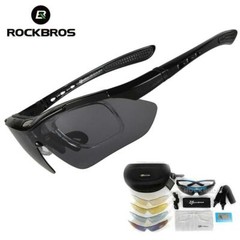 ROCKBROS Polarized Cycling Sunglasses Bike Goggles Hiking Glasses Black 5 Lens