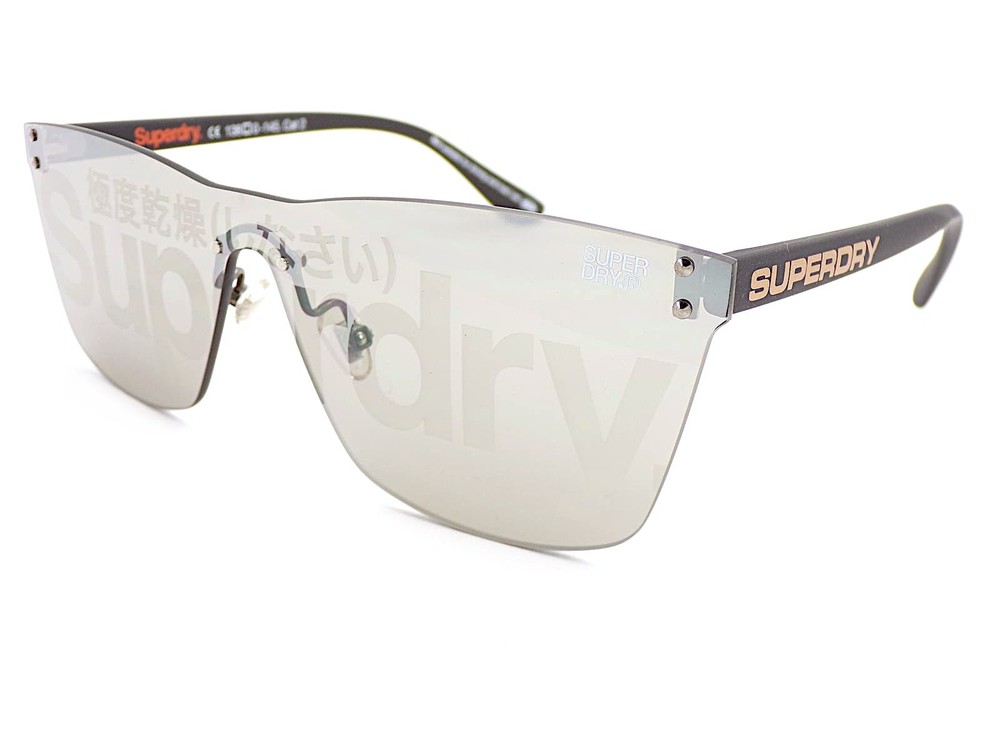 Superdry Electroshock Rimless Sunglasses Black with Silver Mirror Lens 127