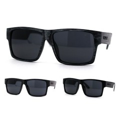 Kush Brushed Plastic Wood Grain Rectangular Gangster Plastic Sunglasses