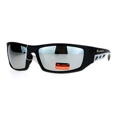 Xloop Mens Sunglasses Sporty Wrap Around Rectangular Matte Black Silver