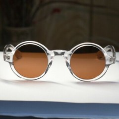 Vintage Acetate John Lennon round sunglasses crystal frame brown polarized lens