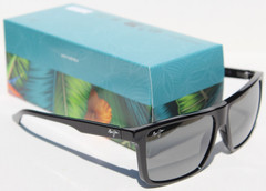 MAUI JIM Mamalu Bay POLARIZED Sunglasses 610-02 Gloss Black/Neutral Grey NEW