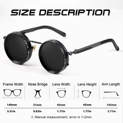 CRIXALIS Polarized Round Sunglasses ND9 Adjustable Dimming UV400 Retro Punk