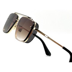 Square Pilot Sunglasses Men Designer Shades Gold Brown Lens UV Protect Modern